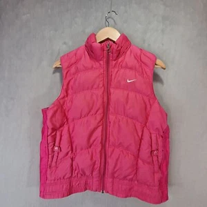 Nike Puffer Vest Gilet Girls L Age 12/13 Pink Vintage Y2k Down Filled Body Warme - Picture 1 of 14