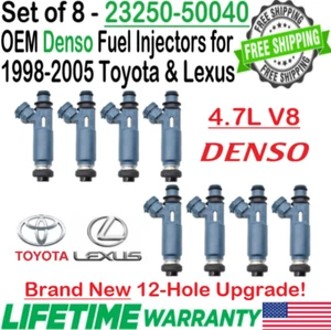 NEW x8 OEM Denso 12-Hole Upgrade Fuel Injectors For 2000-2004 Toyota Tundra 4.7L - Picture 1 of 7