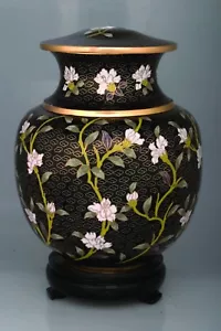 Large/Adult 215 cubic inches Minuet Cloisonne Cremation Urn for Ashes w/Flowers - Picture 1 of 1