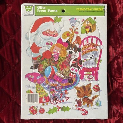 VTG  Xmas 1974 Whitman Gifts From Santa Frame Tray Puzzle- New SEALED - Image 1 of 2