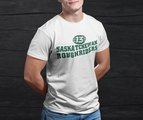 CFL Saskatchewan Roughriders 13th Man Printed T Shirt sz S - 2XL NWOT NEW Cover