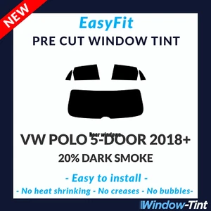 EasyFit Static Pre Cut Tint For VW Polo 5-door Hatch 2018 20% Dark Rear - Picture 1 of 3