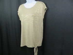 Jane and Delancey Tan and Gold Tiger Stripe Pullover Top S Bottom Tie - Picture 1 of 13