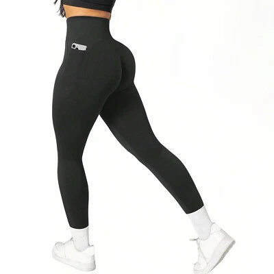Pantalones de yoga de cintura alta para mujer con bolsillos apretados levantamiento de glúteos calzas de fitness Foto 1 de 4