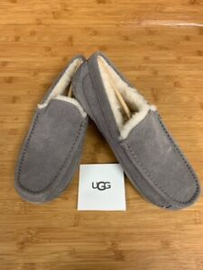 NEW-MEN'S UGG ASCOT SLIPPERS, STYLE: 1101110,  SIZES: 8, 12 or 13, GREY  $89.95
