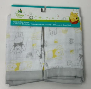 Nueva con etiquetas Manta de Seguridad Muselina Winnie The Pooh Baby Disney Amarillo Gris Blanca -2 piezas - Imagen 1 de 5