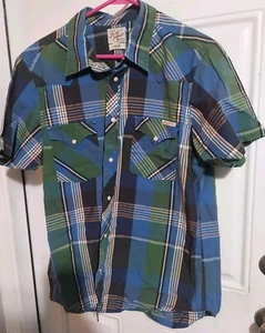 Boys Lucky Brand Plaid Short Sleeve Button Down Shirt Szl - Picture 1 of 2