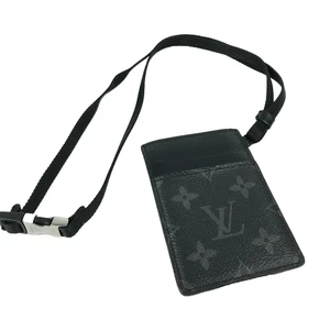 Louis Vuitton Schlüsselband M61690 Monogram Eclipse Kartenetui Umhängeband Schwarz - Bild 1 von 12