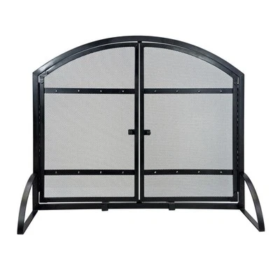 Pantalla de chimenea Pleasant Hearth 1 panel puertas de acero negro 39"L cierre magnético Foto 1 de 4