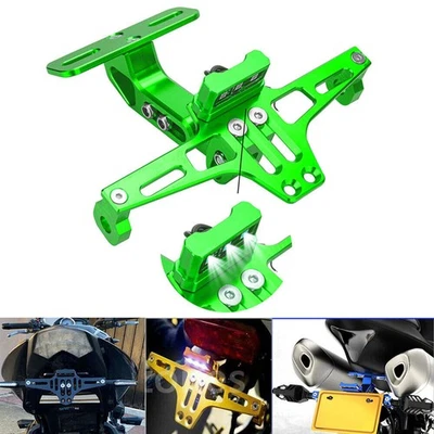 Soporte universal para placa de matrícula ordenado cola de motocicleta eliminador de guardabarros luz LED Foto 1 de 4