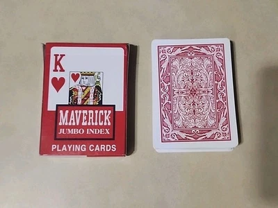 Maverick Jumbo Index Playing Cards Red Plastic Coated Poker Size - Image 1 of 3
