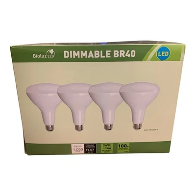 4 Pack Bioluz LED BR40 LED Dimmable Bulb, 100wEquivalent  1050 Lumens - Image 1 of 4