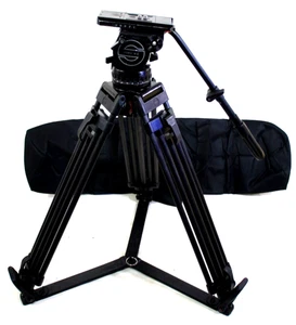 SACHTLER VIDEO V18 II CF TRIPOD SYS GRSPR PLT TELPAN BAR TDKN BAG SERVICED 44Lbs - Picture 1 of 16