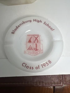 1958 Bladensburg High School Maryland PG Cty Glass Advertising Ashtray Souvenir - Picture 1 of 7