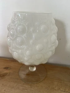 Vintage MCM Empoli Glass large White Cased Glass Bubble Snifter stunning. - Picture 1 of 6
