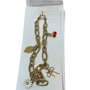 Braccialetto Charm Telefono Bauble Bar NUOVO Oro Limone Ciliegia Margherita Fiocco 12 Pollici - Foto 1 di 8