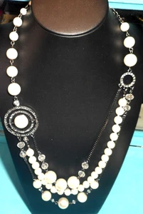 Kendra Scott Faux Perlen 3 Strang Halskette dunkles Metall Strass 22" - Bild 1 von 7