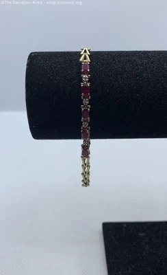 Brazalete vintage de oro amarillo de 10 quilates con topacio rosa y diamantes de 7" sin marca -3,2 g Foto 1 de 4