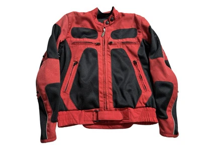 TRIUMPH Women's Red & Black Canvas & Mesh Motorcycle Jacket Size S Padded - Image 1 of 4