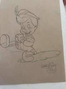Walt Disney PINOCCHIO Handmade Mixed Media on Paper Painting signed and stamped - Picture 1 of 6