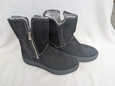 Bos. And Co  Womens Irvine Faux Fur Waterproof Boots Sz 9-9.5 Black Gray Leather - Image 1 of 4