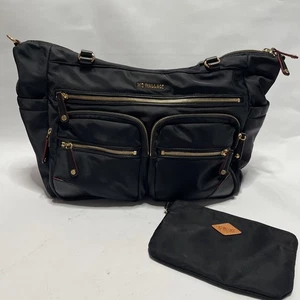 MZ Wallace Tribeca Tote Shoulder Bag Nylon Travel Large Multi Pocket Black Gold - Picture 1 of 24