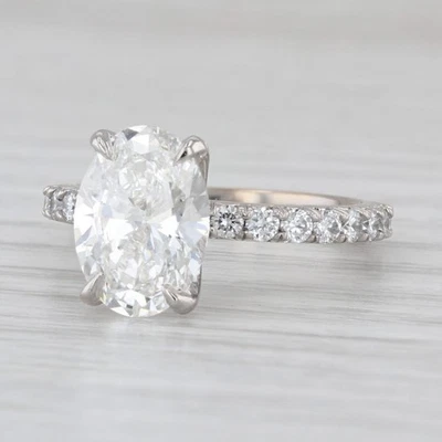 Neu Igi 3.75ctw Oval Kunstdiamanten Grown Diamant Verlobungsring 14k Weiß Gold - Bild 1 von 4