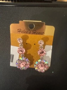 Orecchini traforati gala sfilata cristallo rosa 1 1/2 pollice nuovi con etichetta - Foto 1 di 1