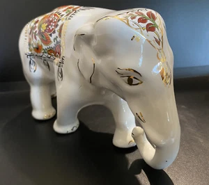 VINTAGE Porcelain White ELEPHANT Figurine Hand Made Glazed Ceramic Figurine Rare - Picture 1 of 10