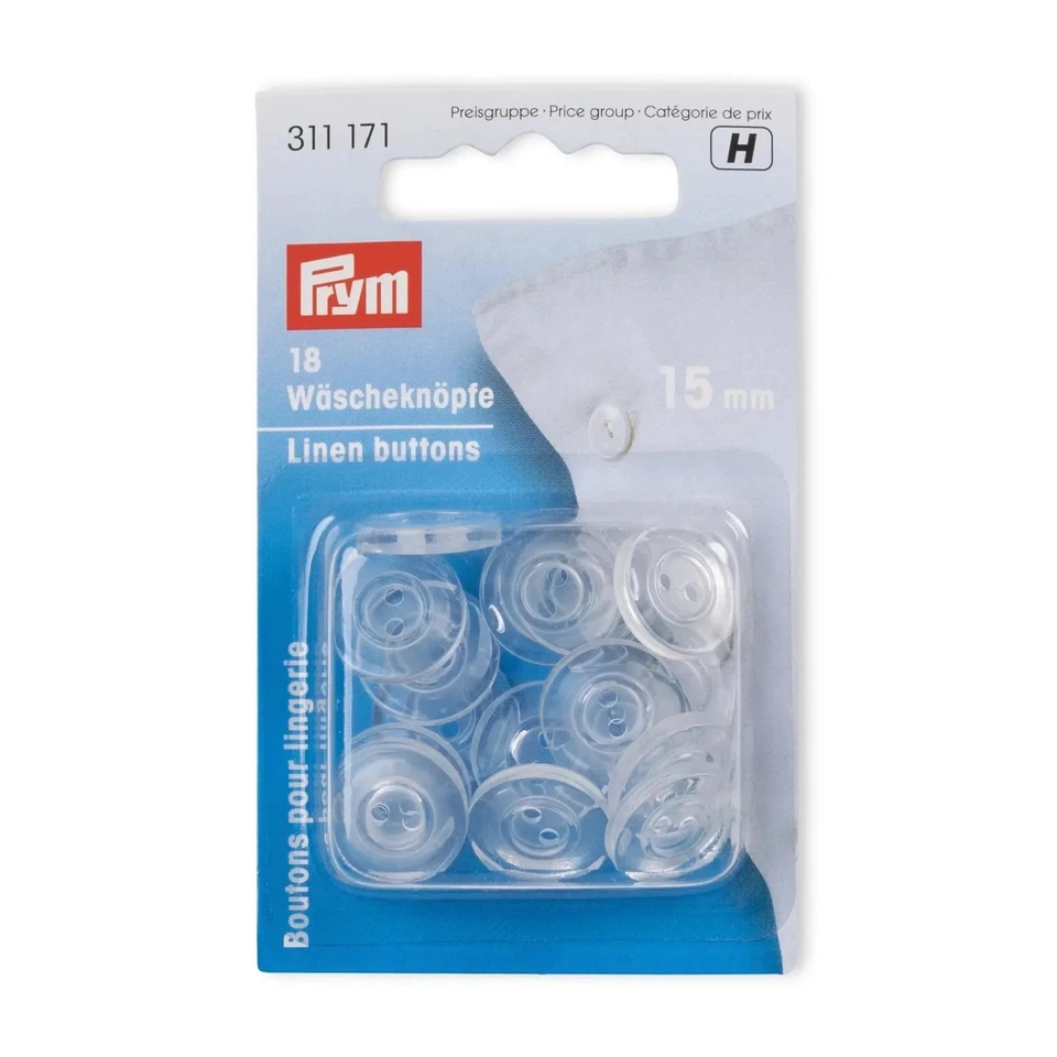 PRYM Wäscheknöpfe Glasklar 15mm - Bild 1 von 1