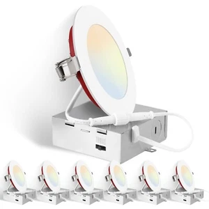 Fire Rated 2HR 4 Inch 5CCT Ultra-Thin 1000LM Dimmable LED Recessed Light with... - Picture 1 of 7