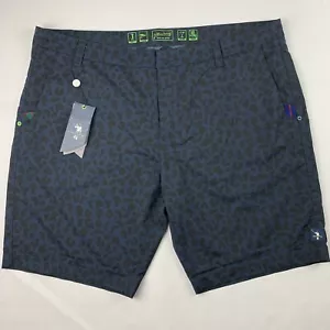 William Murray Water Hazard Golf Shorts Men Sz 40 Navy Blue Cheetah Leopard NWT - Picture 1 of 12
