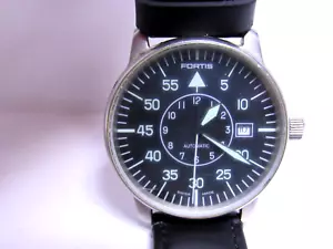 FORTIS Flieger 595.10.46 Cassa 40mm Acciaio Inox e Cinturino Pelle Nero Uomo - Foto 1 di 12