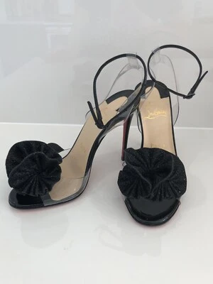 Bomba de PVC Christian Louboutin Fossiliza 100 negro brillante/transparente, talla 36 Foto 1 de 4