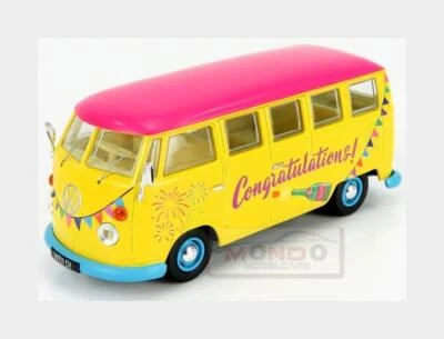 1:43 Corgi Volkswagen T1 Minibus Congratulations 1961 Yellow Fucsia CC02736 Mode - Immagine 1 di 2