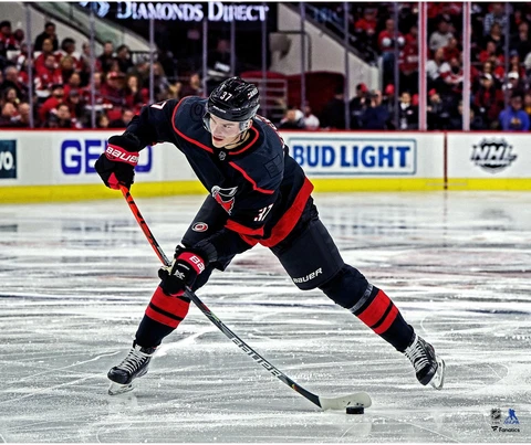 Andrei Svechnikov Hurricanes Black Alternate Jersey Shooting 20x24 Photo Cover