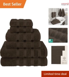 6 Piece Cotton Towel Set, 100% Turkish Bath Towels, Super Absorbent for Bathroom - Picture 1 of 11
