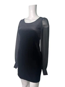 New Look Velour Dress Size 8 Womens EU36 Little Black Fitted Chiffon Short Mini - Picture 1 of 10