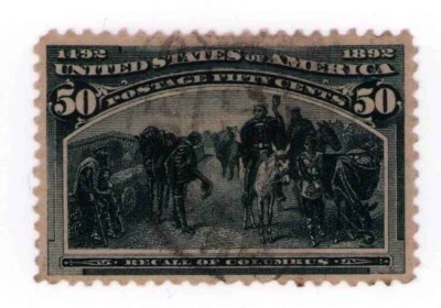 1893 US Columbian Exposition, Recall of Columbus SC 240, 50c Slate Blue - Used - Image 1 of 3