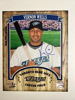 VERNON WELLS TORONTO BLUE JAYS SIGNED AUTOGRAPHED 8x10 PHOTO - Image 1 of 2