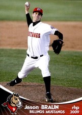 2009 Billings Mustangs Grandstand #3 Jason Braun Dallas Oregon OR Baseball Card