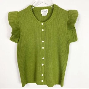Suéter Vintage Verde Volantes Manga Botón Delantero Completamente a la Moda M - Imagen 1 de 6