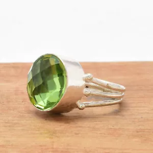 Peridot Gemstone 925 Sterling Silver Ring New Year Jewelry All Size SE-1189 - Picture 1 of 9