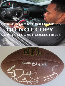 RASHAD JENNINGS,NEW YORK GIANTS,RAIDERS,SIGNED,AUTOGRAPHED,FOOTBALL,COA,PROOF - Picture 1 of 2
