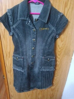 Makaveli Girls M(8/10) Black Cap Sleeve Jean Dress  112D - Image 1 of 3