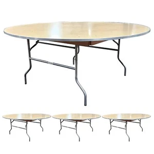 4 6ft Wooden Commercial Round Folding Tables Event Banquet Wedding Reception - Picture 1 of 9