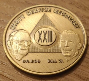 23 Year Alcoholics Anonymous AA Founders Bronze Medallion Coin Sobriety Chip. - Picture 1 of 2