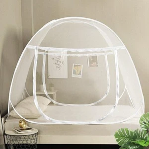 Zanzariera Pop-Up Portatile Tenda per Letto Queen King Queen King con Porte Fondo e Cerniera - Foto 1 di 19