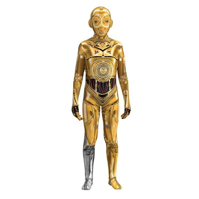 Macacão Cosplay C-3PO Máscara Halloween Adulto Crianças Bodysuits Máscara Zentai - Imagem 1 de 4
