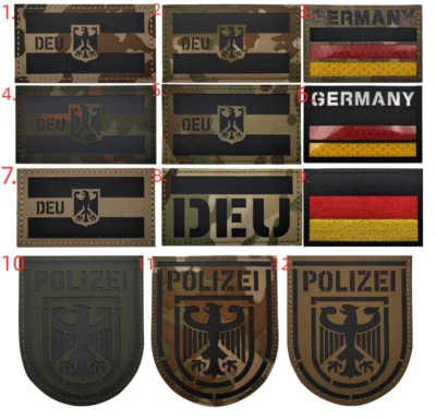 IR Reflective Germany POLIZEI National Flag Hook Loop Patch Back Fastener Badge - Image 1 of 4